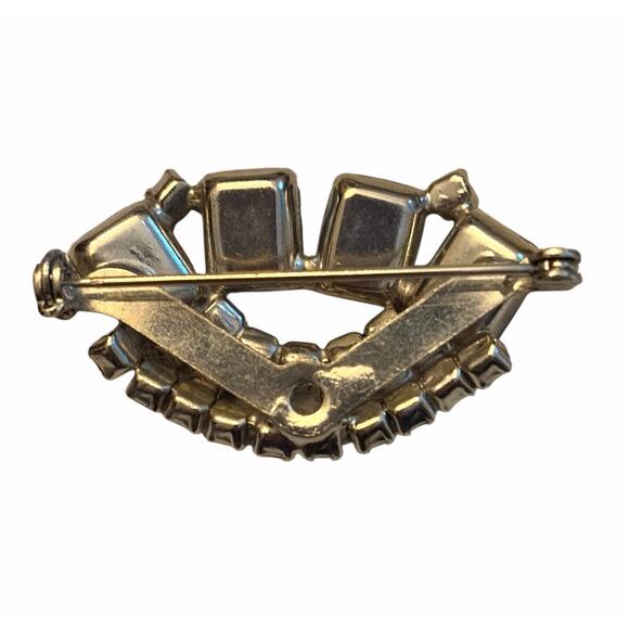 Smoky Blue Rhinestone Aurora Borealis 60s Eye Costume Brooch - Picture 2 of 5